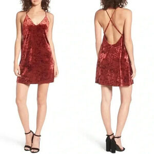 Privacy Please Revolve Crushed Velvet Slip Mini Dress Red Rust Size Small